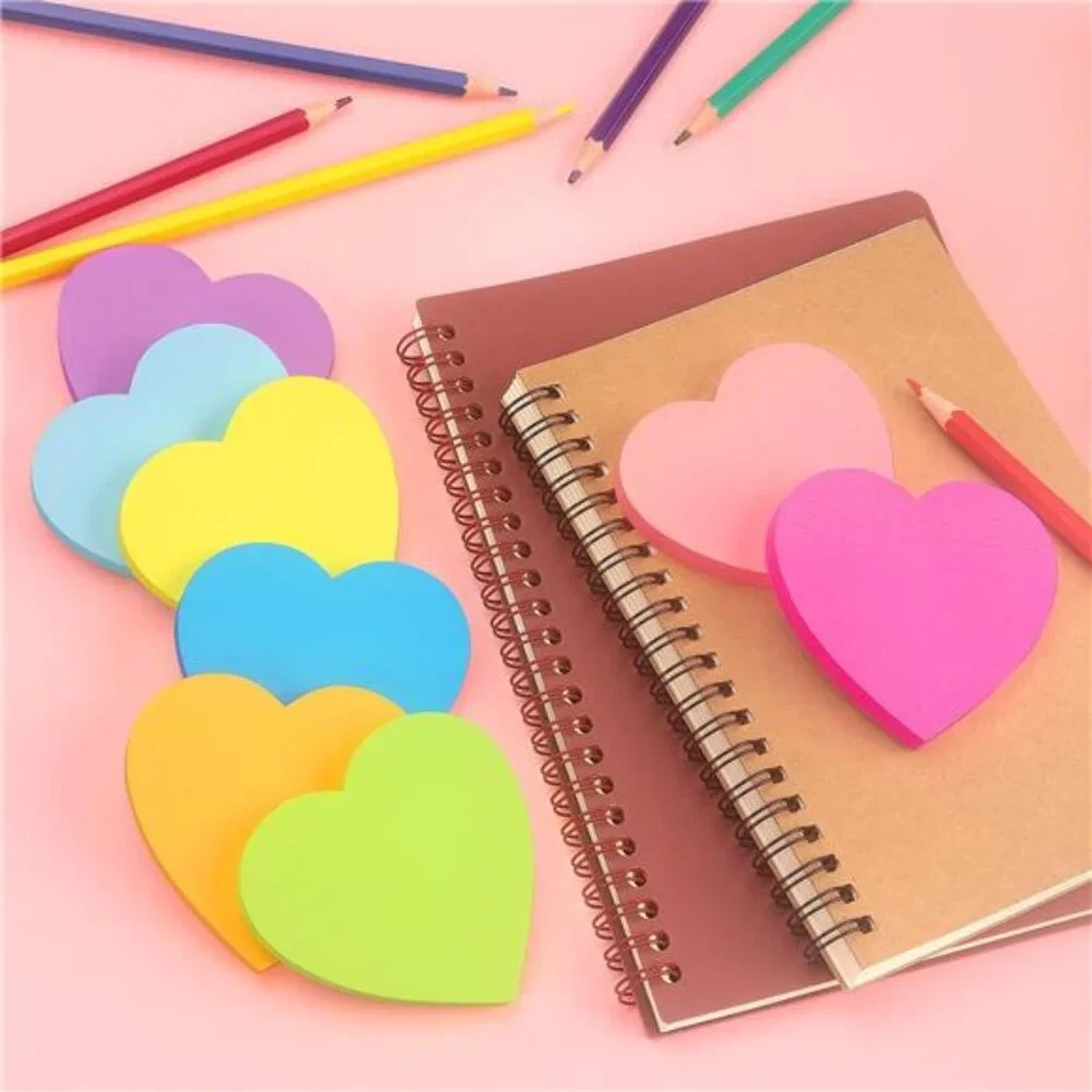 Heart Shape Sticky Notes 8 Color Bright Colorful Sticky Pad 75